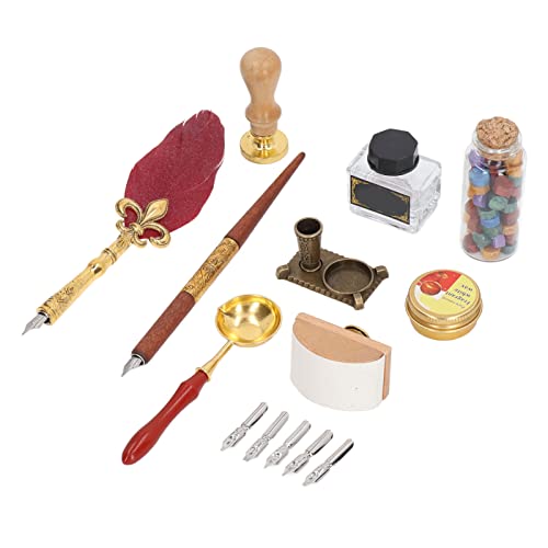 Stylo plume et encre écriture lisse sans tache kit stylo à tremper bois laiton vin rouge