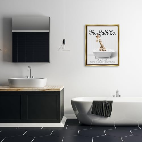 Image of Stupell Industries 'Bubble Bathtub Giraffe'| Floating Frame Canvas Art