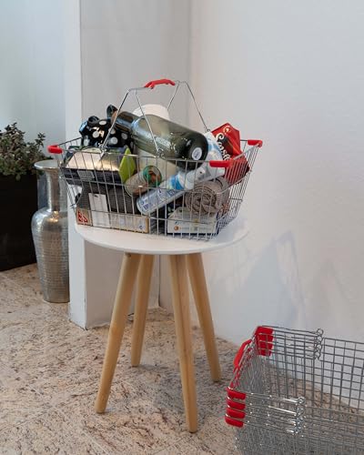 Einkaufskorb aus Metall 22 Liter, stabiler Handkorb mit Tragebügel, Gitterkorb Traglast 20 kg, Tragekorb Shopping-Basket H20 x B45 x T32 cm