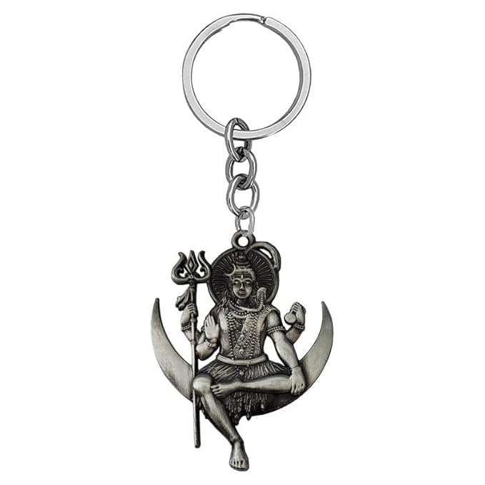 Porte-clés Lord Shiv Mahadev gris en acier inoxydable pour sécuriser vos trajets