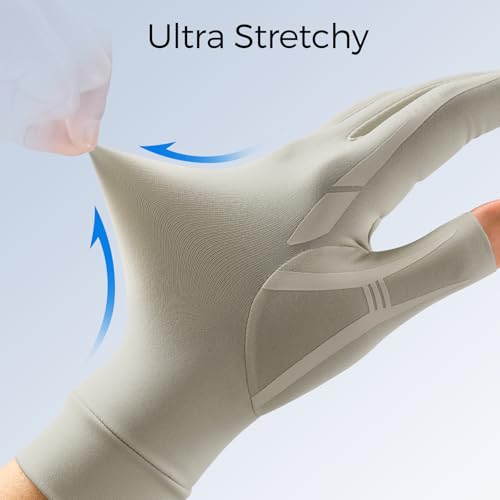 Image of FREETOO All-Around Compression Arthritis Gloves for Women for Pain, Carpal Tunnel Relief Gloves for Men, Hand Compression Gloves for Crocheting, Rheumatoid Arthritis. Taupe XS