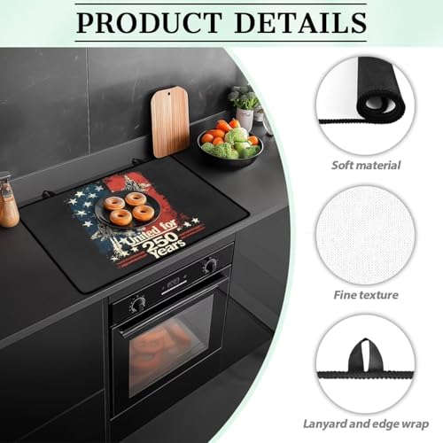 Image of Patriotic Electric Stove Insulation Pad Heat Dish Drying Mat for Kitchen 30x21 Inch Cooktop Stove Guard Protector Extra Large Mat 4th of July Decor, 250 Years Planet