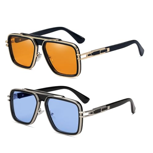 Image of Freckles Mark Trendy Retro Sunglasses for Men Women Stark Vintage Shades 70s Italian Fashion Square Metal Glasses