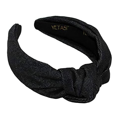YETASI Black Headband is Trendy. Long Lasting Black Jean Knotted Headband for Women Made of Non Slip Material Denim Fashion Headband is Adjustable with Knot Cover