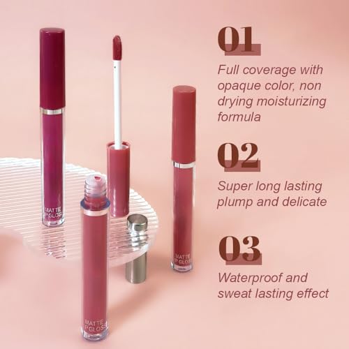 Image of evpct 12Pcs Matte Liquid Lipstick Set, Plum Mauve Maroon Wine Burgundy Red Waterproof Long Lasting Lipstick for Women,Lip Stain Lip Gloss Set Lip kit, 24 Hours Original Smudge Proof labial