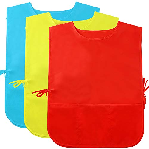 Caydo 3 Pieces Water Resistant Children's Art Smock Middle Size with 3 Roomy