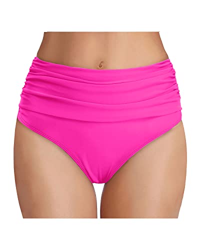 Image of Tempt Me Women's High Waisted Bikini Bottom Tummy Control Ruched Bathing Suit Swim Bottom