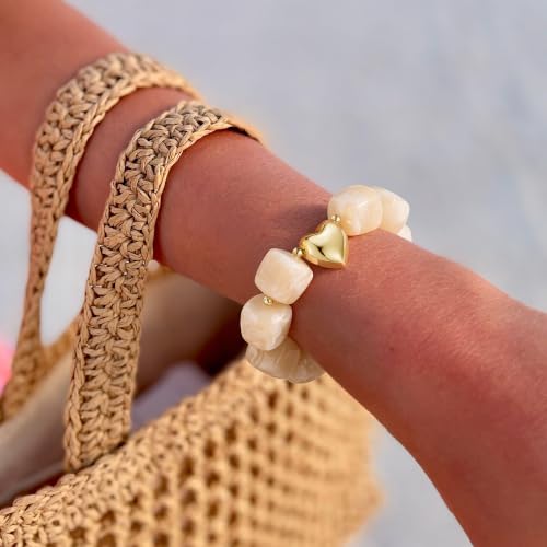 Turandoss Beaded Bracelet for Women, 14K Gold Plated Heart Bracelet - image 4