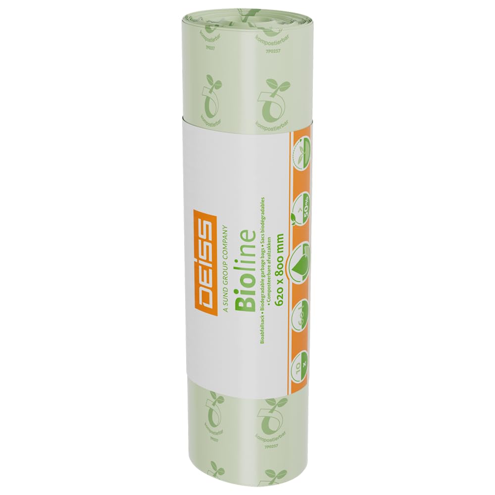 DEISS Bioline - Bolsas de basura biodegradables (60 L, 500 unidades)