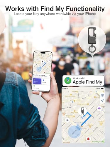 Image of Miroddi Keychain Tracker, Men's Key Chain Works with Find My(iOS Only), Heavy Duty Keychain Carabiner Bottle Opener, Car Key Chains with Finder, Anti-lost Keyrings Tracker, Rechargeable, Gunmetal