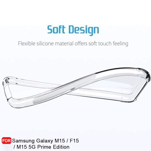 Image of TheGiftKart Transparent Crystal Clear Back Cover Case for Samsung Galaxy M15 / F15 / M15 5G Prime Edition | Shockproof Soft TPU Case | Cushioned Edges for Ultimate Protection Cover (TPU, Transparent)