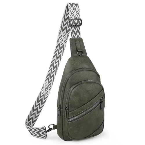 Image of TANTOMI Sling Bag Crossbody Bags for Women Leather Cross Body Bag Trendy Fanny Pack Chest Travel Purse with Adjustable Strap