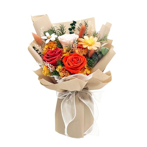 QOEAZY Flowers for Delivery, Preserved Flowers Bouquet with Gift Box, Rose Gifts for Women Mom Grandma