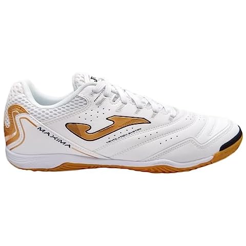 Joma Maxima Adult Indoor Soccer Shoe (White/Bronze, us_Footwear_Size_System, Adult, Men, Numeric, Medium, Numeric_10_Point_5) Cover