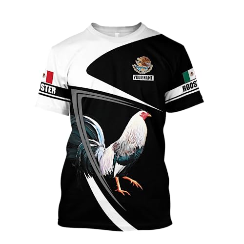 Personalized Mexican Rooster Lovers 3D Shirt for Men & Women, Custom Name 3D T - Shirts Gift for Birthday, Anniversary