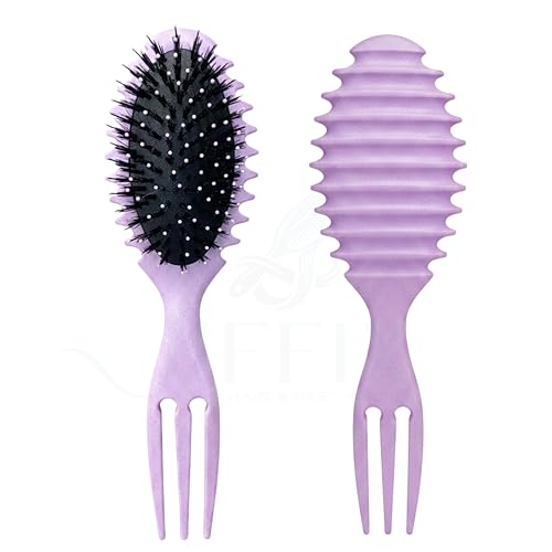 Image of Curly Hair Brush - Curl Defining & Detangling Brush for Women & Men - Boar Bristle Styling Brush for Shaping, Combing & Enhancing Natural Curls - Suitable for All Hair Types (Pastel Purple)