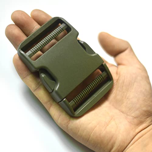 Buckle For 2 Inch/50Mm Strap Webbing, 2 Set Quick Side Release Buckles 4 Pcs Tri-Glide Slide Dual Adjustable No Sewing Clips Snaps Heavy Duty Plastic Replacement For Nylon Webbing Straps Backpack Fanny Pack Belt Dog Collars #TOP1
