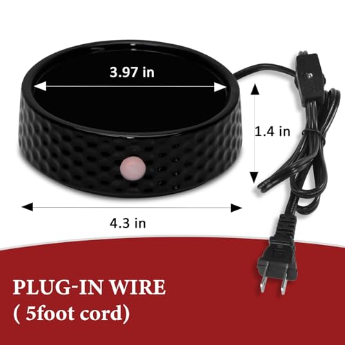 Image of Electric Large Candle Warmer Plate - Ceramic Candle Wax Warmers for Jar Candles, Coffee Mug Warmer, Cup Warmers for Home Office, Aromatherapy Fragrance and Heating Beverage (Black Honeycomb)