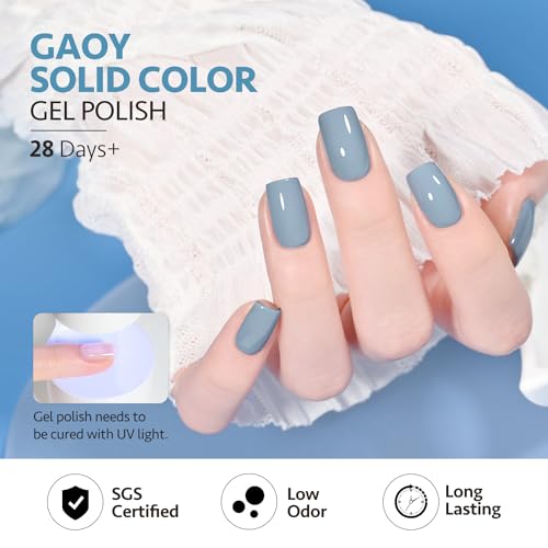 Image of GAOY Blue Navy Gel Nail Polish Set, 6 Colors Nude Gray Baby Blue Soak Off UV Light Cure Gel Polish Kit for Salon and Nail Art DIY at Home