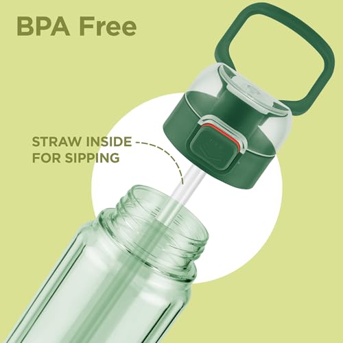 Image of MILTON Aston 700 BPA & BPS-Free Water Bottle 700 ml| Food-Grade Plastic | One-Click Open | Leak-Proof | Sip & Gulp Lid I Ideal for Office, School, College, Gym, Green