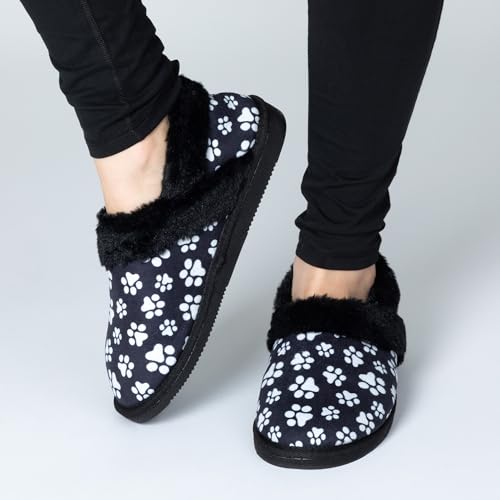 GreaterGood Paw Print Faux Fur Lined Indoor/Outdoor Slippers3