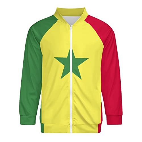 Fattyeery Mens Pullover Jacket Senegal Flag Autumn Soft and Comfortable Loose Hip-Hop for Men Long-Sleeved Sweatershirt for Boys XL4