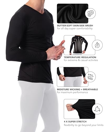 AMERICAN HEAVEN Men's 3 Pack Base Layer Long Sleeve Thermal V Neck Top | Soft & Lightweight Fleece Lined Shirts4