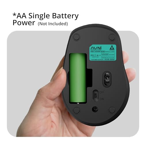 Image of iVOOMi AVNI Bluetooth Wireless Mouse, Silent Click, Adjustable 1600 DPI, 15m Range, Wireless Mouse for Laptop, PC, MacBook, Windows, macOS, Linux & Android