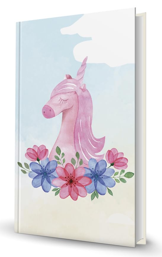 Image of AccuPrints Hard Bound Paper Notebook|Compact Size A5 (8.25 x 5.7)|200 Pages, 80 gsm|Flat Opening Hardbound Sky Blue Unicorn diary-01
