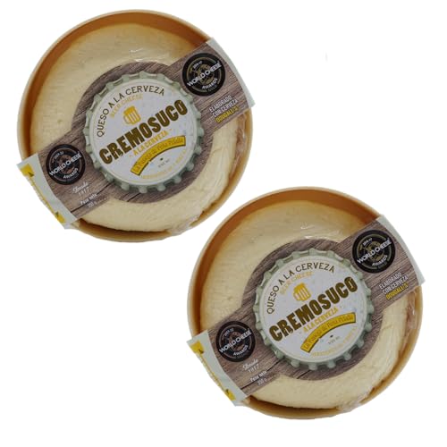 LA PASIEGA DE PEÑAPELADA Queso Cremosuco a la Cerveza, PACK DE 2 Quesos redondos 350 gr (aprox) En caja de madera con film retráctil - Cremoso y Fundente - Leche de Vaca Pasteurizada - Artesanal