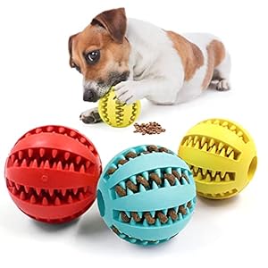 Jodsen 3 Pieces Dog Toy Ball 4.8 cm Dog Toy Ball Toy Interactive Dog Ball with Dental Care Function Dog Feeder Ball Small Food Ball for Dogs Cleaning Chewing Training Ball