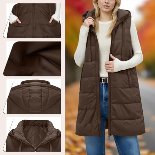 Embrace Cozy Style with the Lmdudan 2025 Women Long Brown Vest – Perfect for Winter Adventures! - Image 3