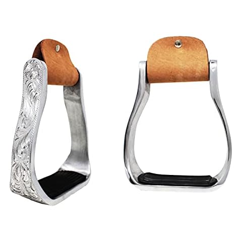 Challenger Tack Horse Saddle Aluminium Western Riding SS Stirrups Leather Tread 51153 Cover