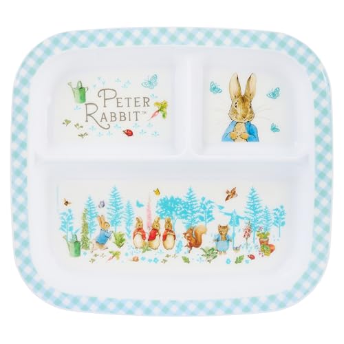 Peter Rabbit 3-Section Childrens Divided Plate BPA-Free Durable & Colorful Dining for Children Perfect for Balanced Meals - 36 Months Up Blue