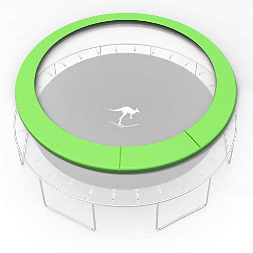 Kangaroo Hoppers Universal 8/10/12/14/15FT Trampoline Repalcement Safety Pad,Waterproof Surround Spring Foam Cover for Round Frame (Apple Green, 14FT)