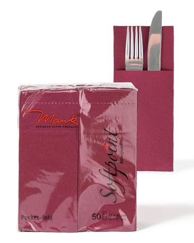 Mank Besteckservietten Servietten Tasche aus Softpoint Pub Bestecktaschen 40 cm x 33 cm 1/8 Falz mit Besteckschlitz für Gastronomie und Feiern 50...