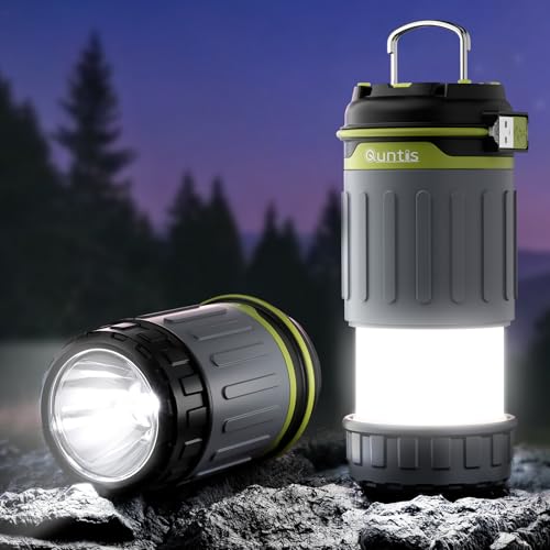 Quntis LED Campinglampe, Faltbare Camping Lantern Superhell wiederaufladbare Camping Lampe 4 Helligkeiten Dimmbar, Notfallleuchte geeignet für...