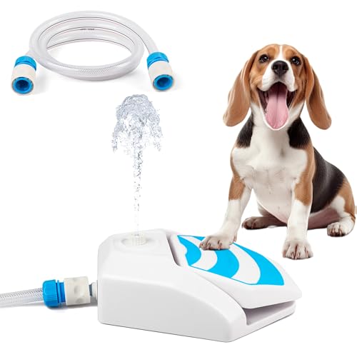 ALL FOR PAWS Outdoor Dog Garden Fountain Drinking Water Dispenser Paw Activated Dog Sprinkler Cooling Toy With Connector and 145CM Hose Step On Dog Water Dispenser for Yard Garden & Lawn