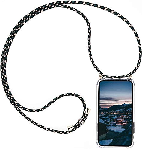 AKC Funda con Cuerda Compatible para iPhone 11 Pro MAX Carcasa Colgante Cadena Acrílico Caso con Ajustable Collar Correa Anti-Choque Case-Camuflaje