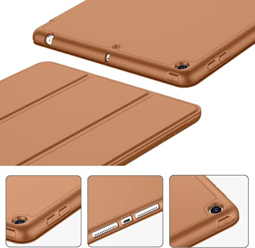 Image of Printme iPad 9.7 Case (2018 /2017 Model, 6th /5th Generation), Smart Cover with Pencil Holder and Soft Baby Skin Silicone Back and Full Body Protection, Auto Wake /Sleep Cover (Dark Brown)