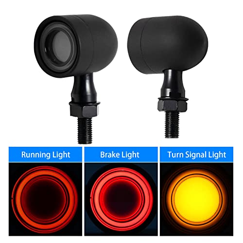 Image of Motorcycle Turn Signals LED Front Lights 2 PCS, Vintage 41 LEDs Switchback White Amber Light for Running Turn Blinkers Universal Fit Scooter Suzuki Yamaha Honda Harley Dyna Bobber-Black