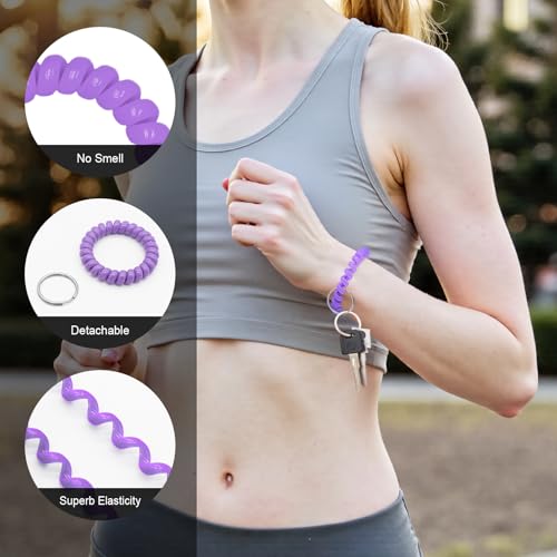Image of Spiral Coil Keychain, Anti-lost Key Chain Holder Lanyard Cord for Sauna Outdoor Sports and Gym Pool