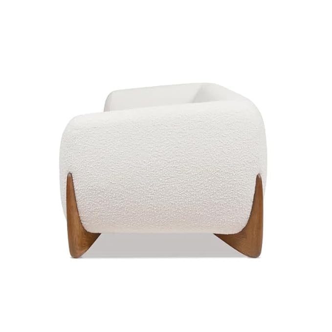 Image of Upholstered 3 Seater Sofa Three Seater Sofa with Wooden Legs for Living Room Hotels & Offices (3 Seater White)