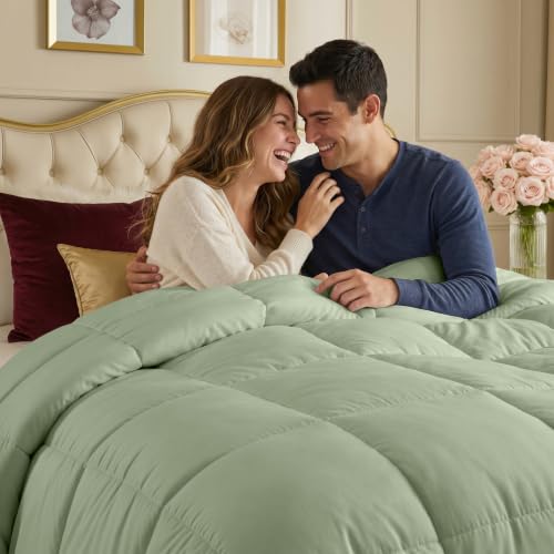 Image of Utopia Bedding Comforters Twin Size, All Season Duvet Insert, Down Alternative Box Stitched Bed Comforter with Corner Tabs, Machine Washable (Sage Green)