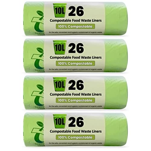 Haya Home 10L Eco Green 120 Compostable Biodegradable Food Waste Bin Bags Extra Thick Strong & Leak Proof Caddy liners 100% Corn Starch Plastic free Fully Compliant With EN 14323 & AS 4736