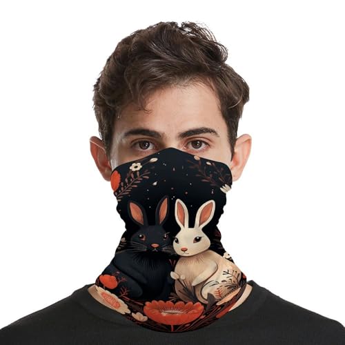 Black And White Elephant Image Neck Gaiter Face Cover Scarf, Breathable Sun Balaclava for Skiing Fishing Hiking Cycling4