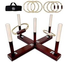 Games - Ring Toss Game (All Weather) - New Zealand Pine - Additional Games Included - Ring Toss Game for Adults and Kids - …