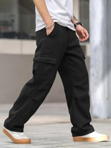 Image of Q - RIOUS Cotton Casual Cargo Pants for Men - Multi-Pocket Style