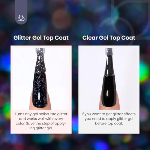 Image of Beetles Glitter Gel Top Coat 10ml Iridescent Silver Gel Polish