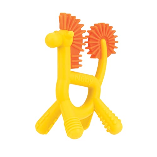 Image of Nuby Silicone Geo Zoos Teether - Giraffe Teething Toy for Babies 3+ Months - Soothes and Massages Sore Gums